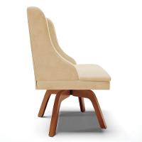 Kit 10 Cadeiras Estofadas Giratória Para Sala De Jantar Lia Suede Bege - Ibiza - 6