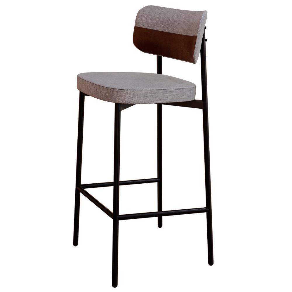 Banqueta Alta Bar Estofada Ella M25 Linho Cinza Cl-whisky - Mpozenato - 1