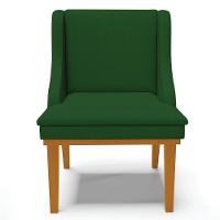 Kit 2 Cadeiras Estofadas Para Sala De Jantar Base Fixa De Madeira Castanho Lia Veludo Verde - Ibiza - 8