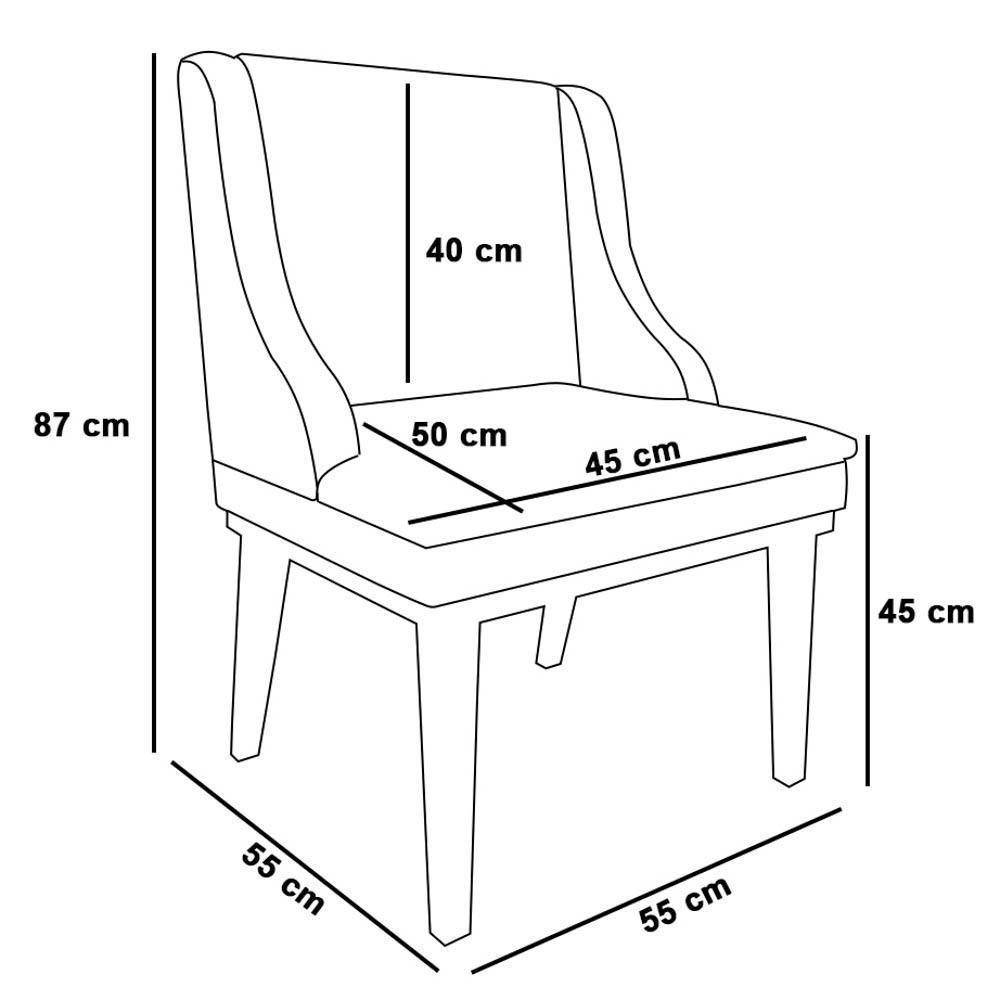 Kit 6 Cadeiras Estofadas Base Fixa De Madeira Castanho Lia Sintético Premium Preto - Ibiza - 4