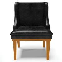 Kit 6 Cadeiras Estofadas Base Fixa De Madeira Castanho Lia Sintético Premium Preto - Ibiza - 8