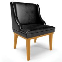 Kit 6 Cadeiras Estofadas Base Fixa De Madeira Castanho Lia Sintético Premium Preto - Ibiza - 9