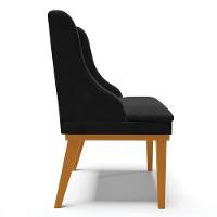 Kit 2 Cadeiras Estofadas Para Sala De Jantar Base Fixa De Madeira Castanho Lia Suede Preto - Ibiza - 5