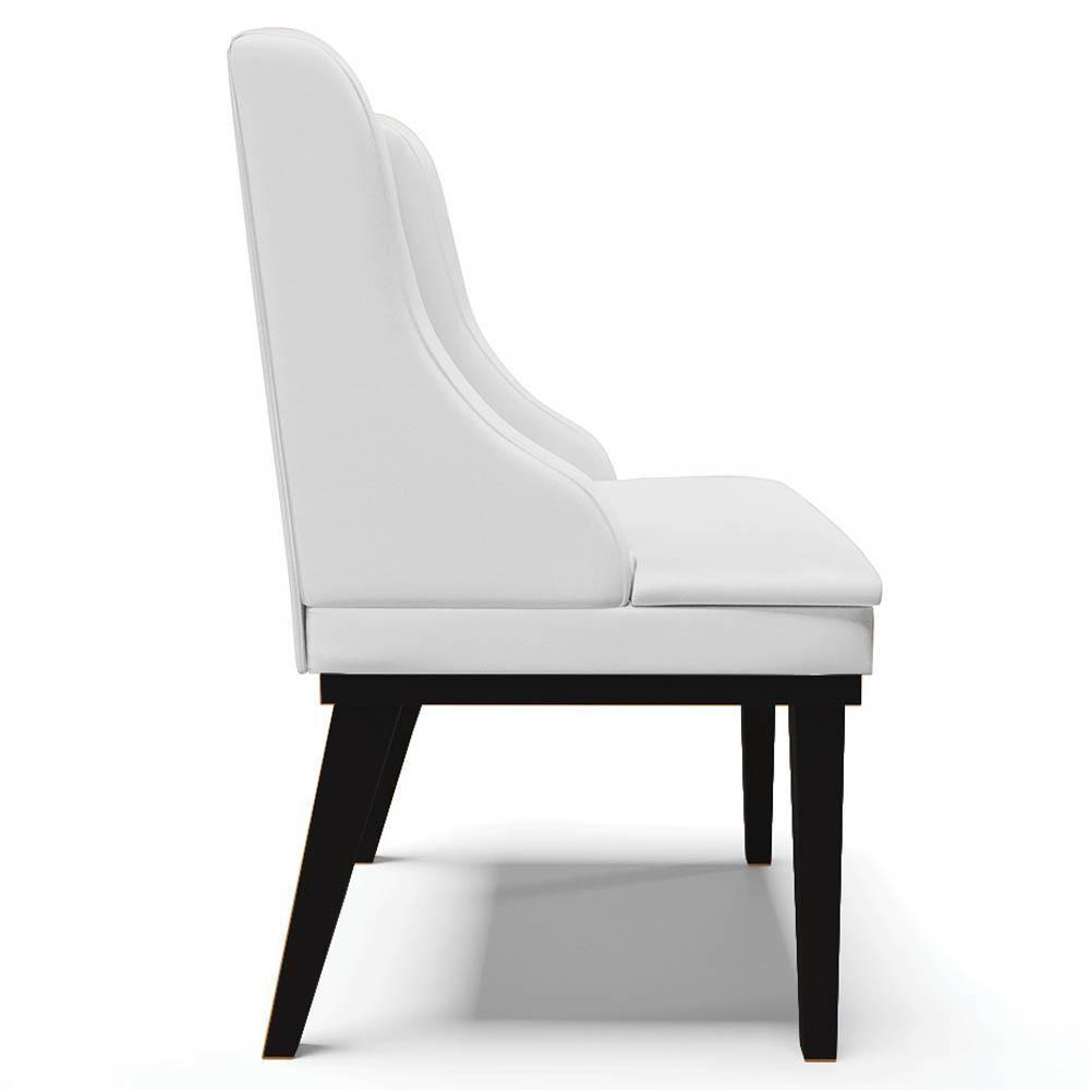 Kit 4 Cadeiras Estofadas Sala De Jantar Base Fixa De Madeira Preto Lia Sintético Branco - Ibiza - 6