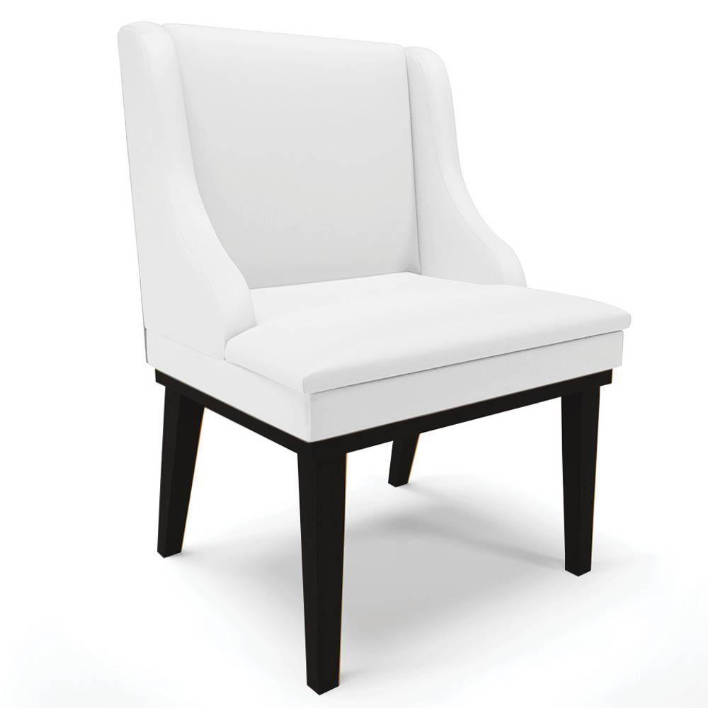 Kit 4 Cadeiras Estofadas Sala De Jantar Base Fixa De Madeira Preto Lia Sintético Branco - Ibiza - 9