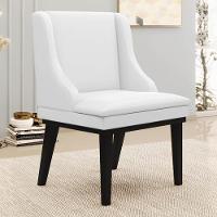 Kit 4 Cadeiras Estofadas Sala De Jantar Base Fixa De Madeira Preto Lia Sintético Branco - Ibiza - 2