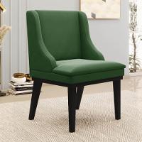 Kit 10 Cadeiras Estofadas Para Sala De Jantar Base Fixa De Madeira Preto Lia Suede Verde - Ibiza - 2