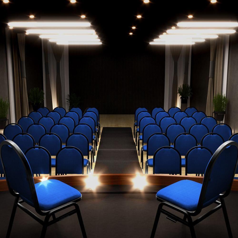 Kit 5 Cadeiras Hoteleiras Auditório Empilhável Linho M23 Azul - Mpozenato - 2