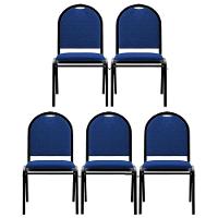 Kit 5 Cadeiras Hoteleiras Auditório Empilhável Linho M23 Azul - Mpozenato - 1