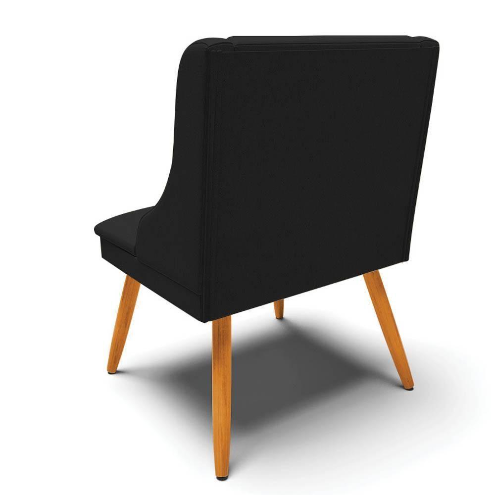 Kit 6 Cadeiras Estofadas Para Sala De Jantar Pés Palito Lia Linho Preto - Ibiza - 2