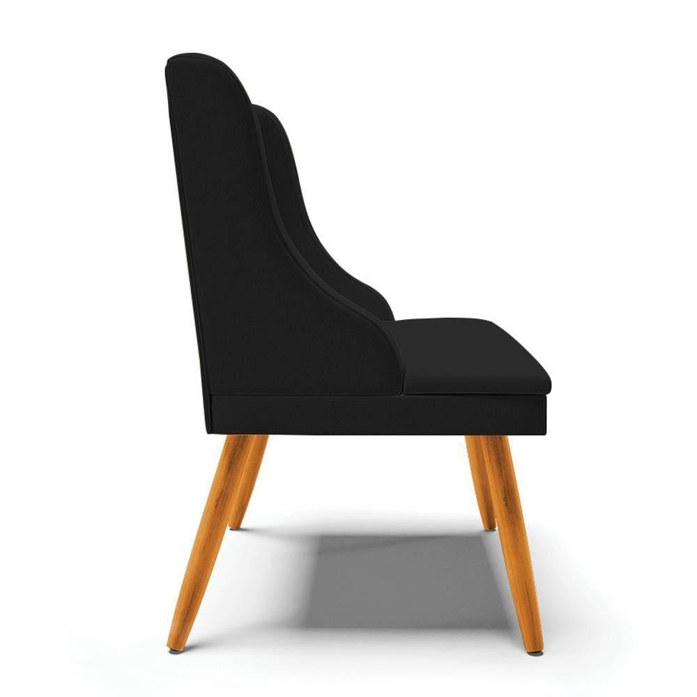 Kit 6 Cadeiras Estofadas Para Sala De Jantar Pés Palito Lia Linho Preto - Ibiza - 8