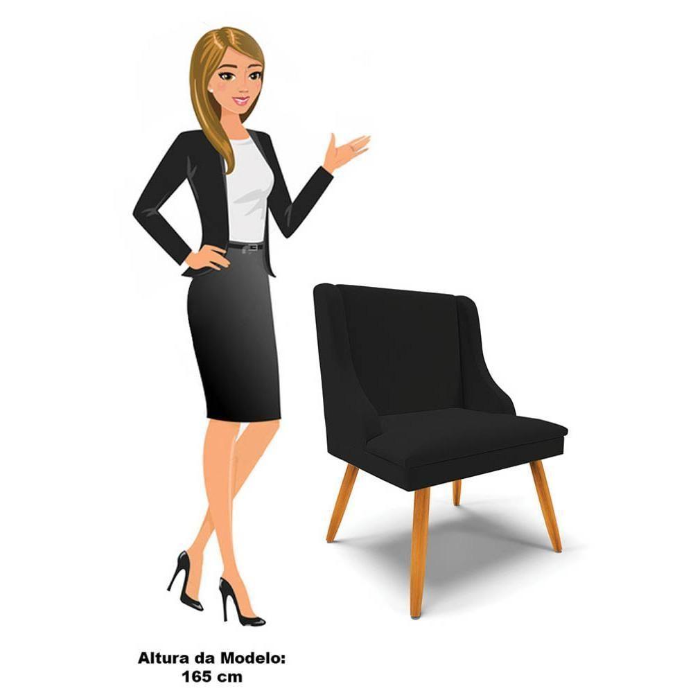 Kit 6 Cadeiras Estofadas Para Sala De Jantar Pés Palito Lia Linho Preto - Ibiza - 9