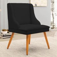 Kit 6 Cadeiras Estofadas Para Sala De Jantar Pés Palito Lia Linho Preto - Ibiza - 5