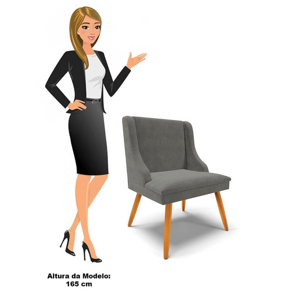 Kit 8 Cadeiras Estofadas Para Sala De Jantar Pés Palito Lia Suede Grafite - Ibiza - 5