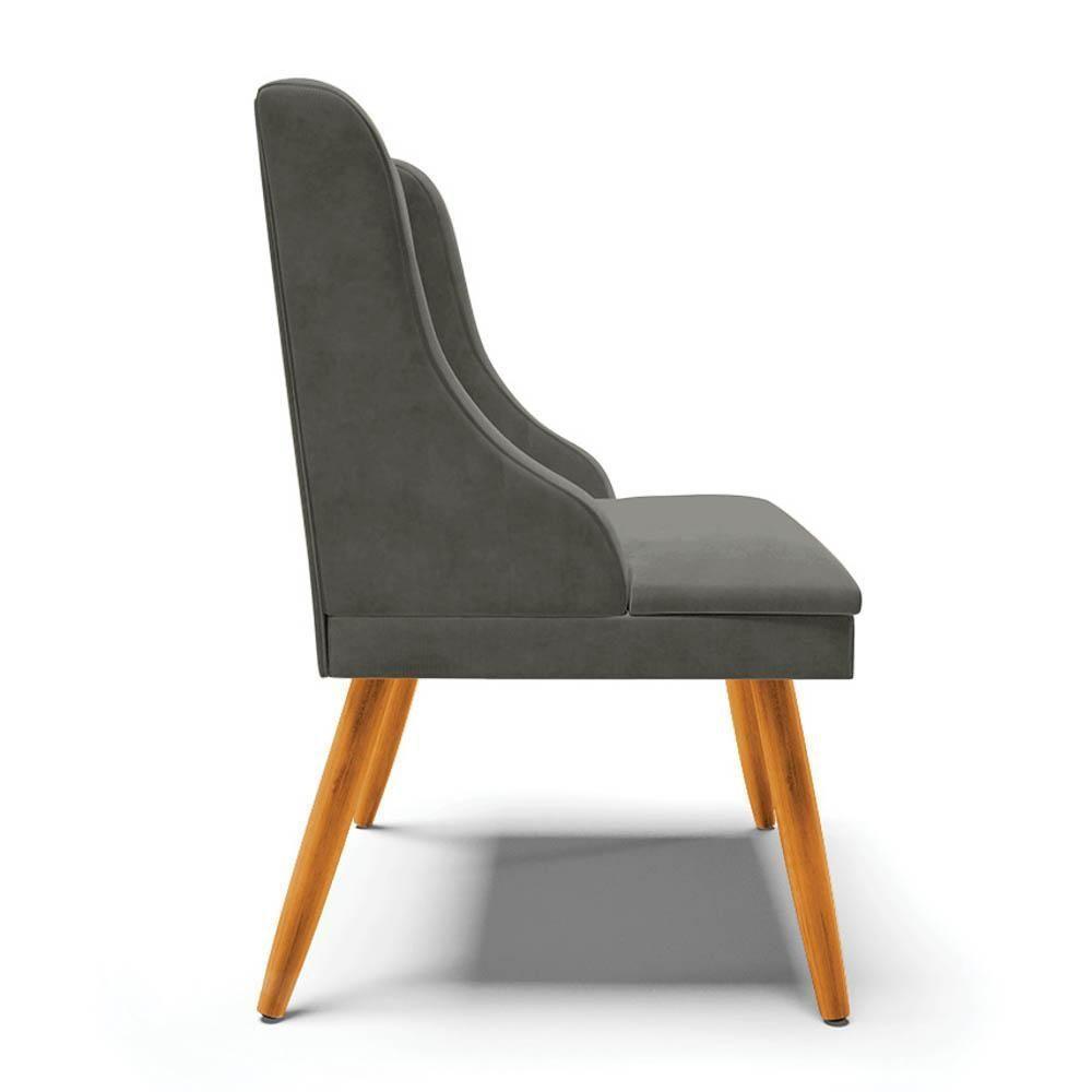 Kit 8 Cadeiras Estofadas Para Sala De Jantar Pés Palito Lia Suede Grafite - Ibiza - 6