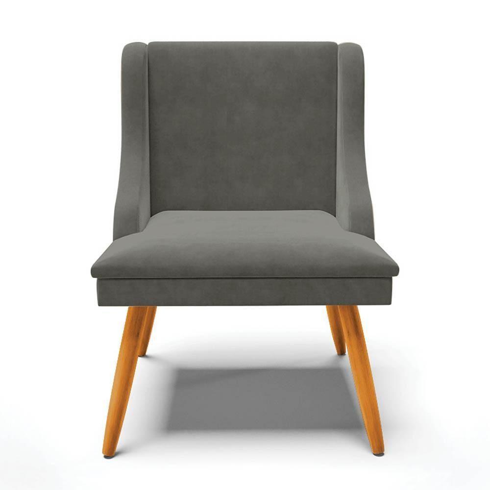 Kit 8 Cadeiras Estofadas Para Sala De Jantar Pés Palito Lia Suede Grafite - Ibiza - 8