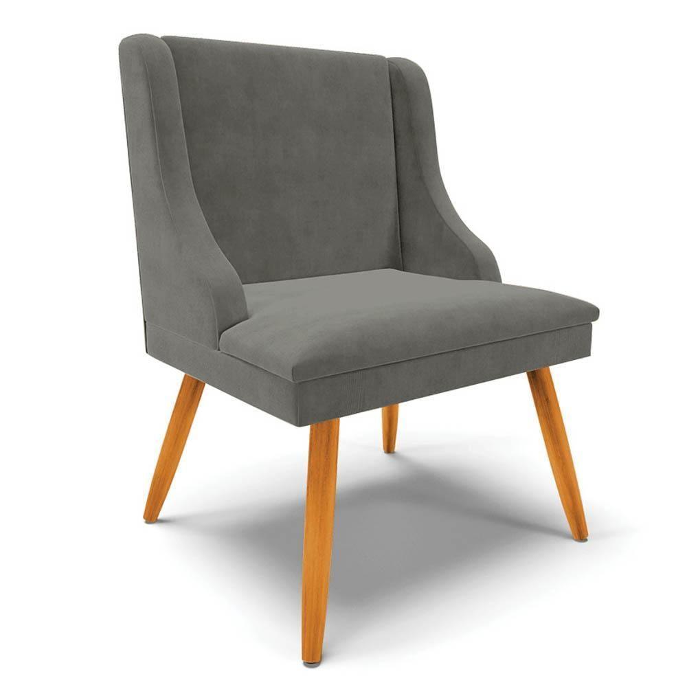 Kit 8 Cadeiras Estofadas Para Sala De Jantar Pés Palito Lia Suede Grafite - Ibiza - 9