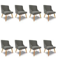 Kit 8 Cadeiras Estofadas Para Sala De Jantar Pés Palito Lia Suede Grafite - Ibiza - 1