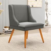 Kit 8 Cadeiras Estofadas Para Sala De Jantar Pés Palito Lia Suede Grafite - Ibiza - 2