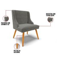 Kit 8 Cadeiras Estofadas Para Sala De Jantar Pés Palito Lia Suede Grafite - Ibiza - 3