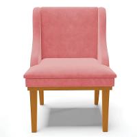 Kit 8 Cadeiras Estofadas Para Sala De Jantar Base Fixa De Madeira Castanho Lia Suede Rosê - Ibiza - 8