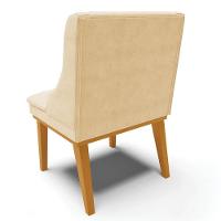 Kit 8 Cadeiras Estofadas Para Sala De Jantar Base Fixa De Madeira Castanho Lia Suede Bege - Ibiza - 7