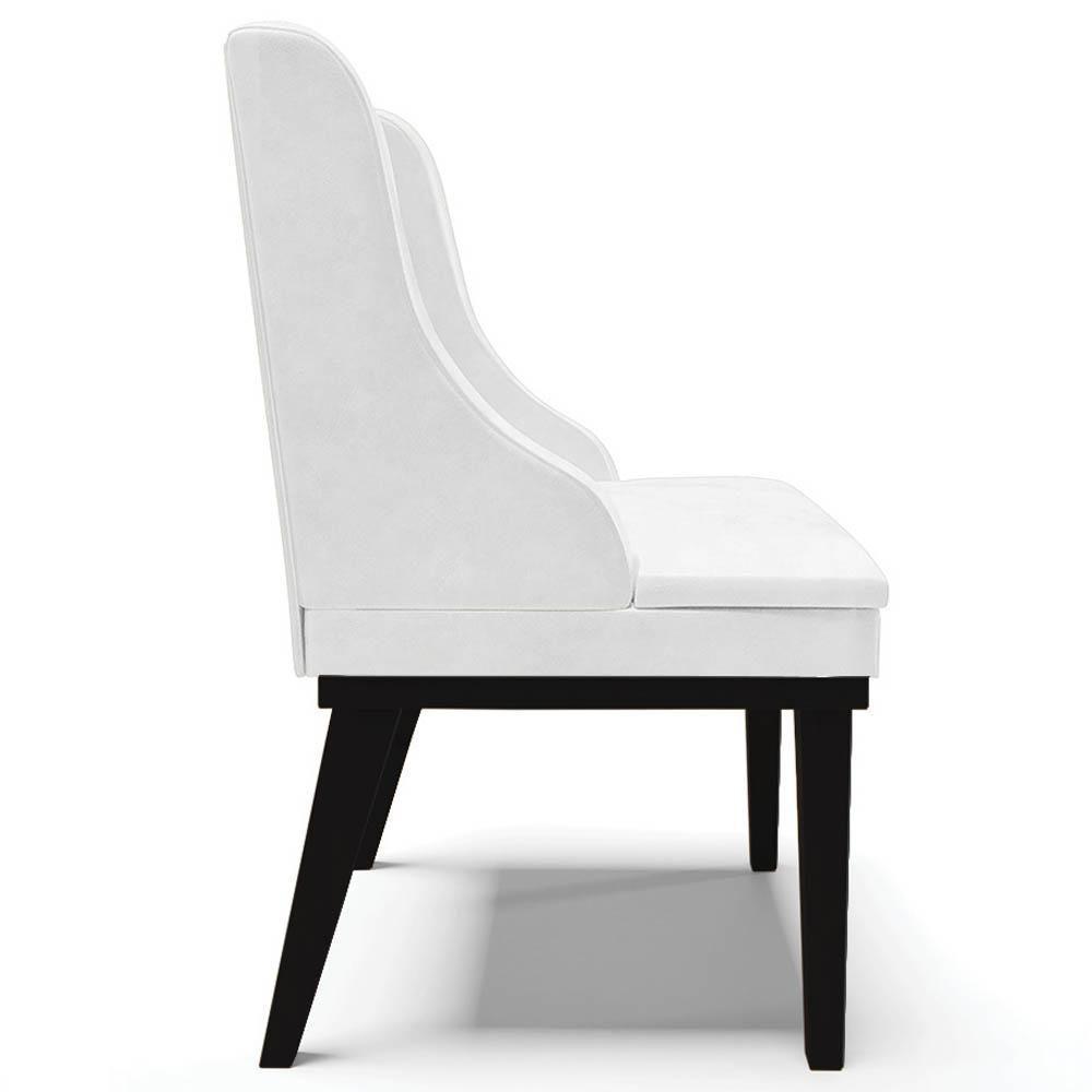 Kit 6 Cadeiras Estofadas Base Fixa De Madeira Preto Lia Sintético Premium Branco - Ibiza - 6