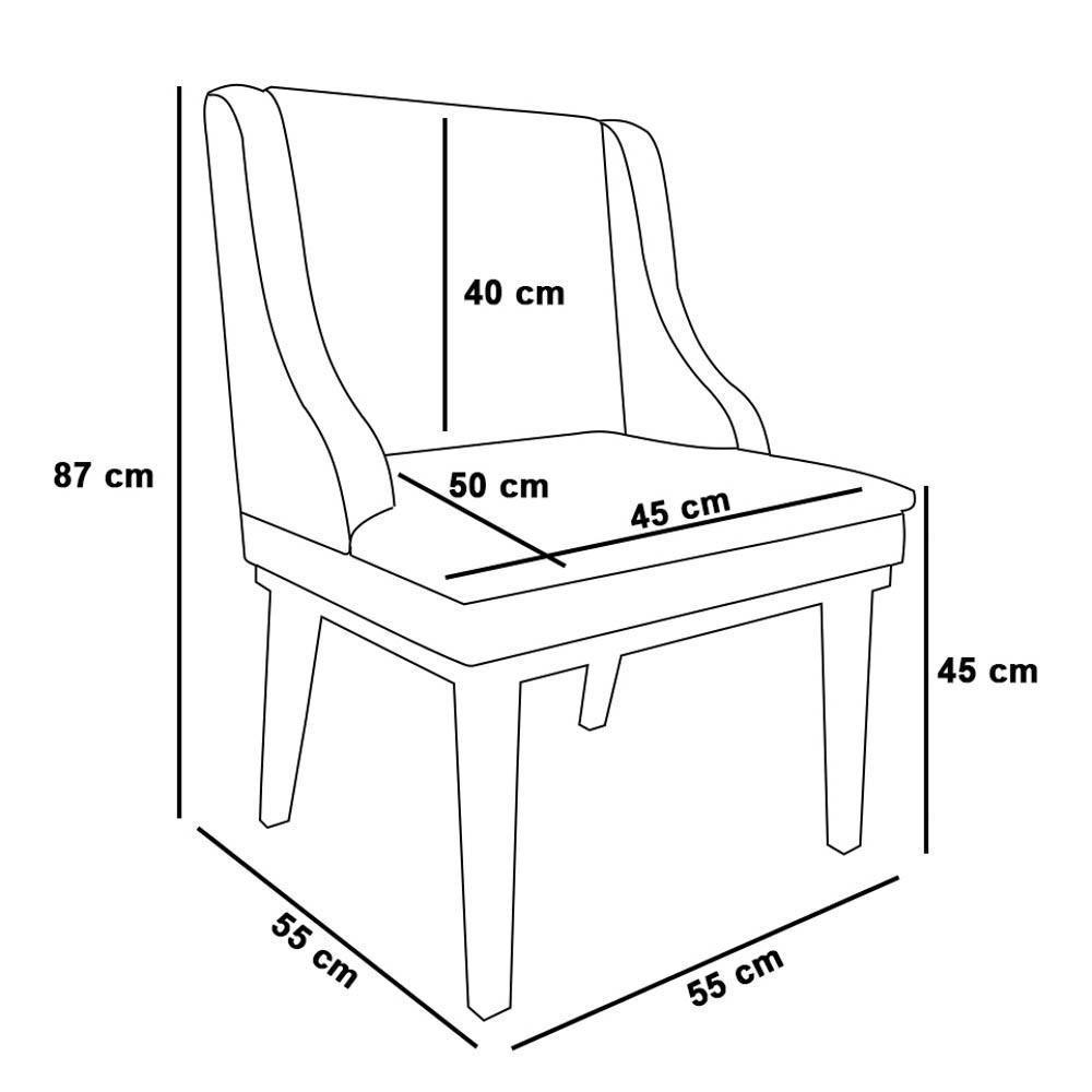 Kit 8 Cadeiras Estofadas Para Sala De Jantar Base Fixa De Madeira Castanho Lia Linho Preto - Ibiza - 4