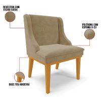 Kit 10 Cadeiras Estofadas Para Sala De Jantar Base Fixa De Madeira Castanho Lia Suede Marrom Rt - Ibiza - 3