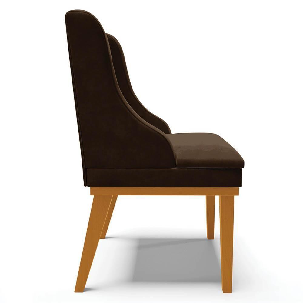 Kit 8 Cadeiras Estofadas Para Sala De Jantar Base Fixa De Madeira Castanho Lia Suede Marrom - Ibiza - 6