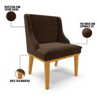 Kit 8 Cadeiras Estofadas Para Sala De Jantar Base Fixa De Madeira Castanho Lia Suede Marrom - Ibiza - 3