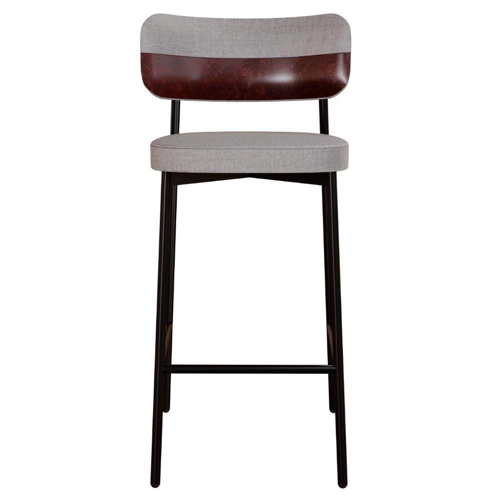 Banqueta Alta Bar Estofada Kit 2 Ella M25 Linho Cinza Cl-café - Mpozenato - 6