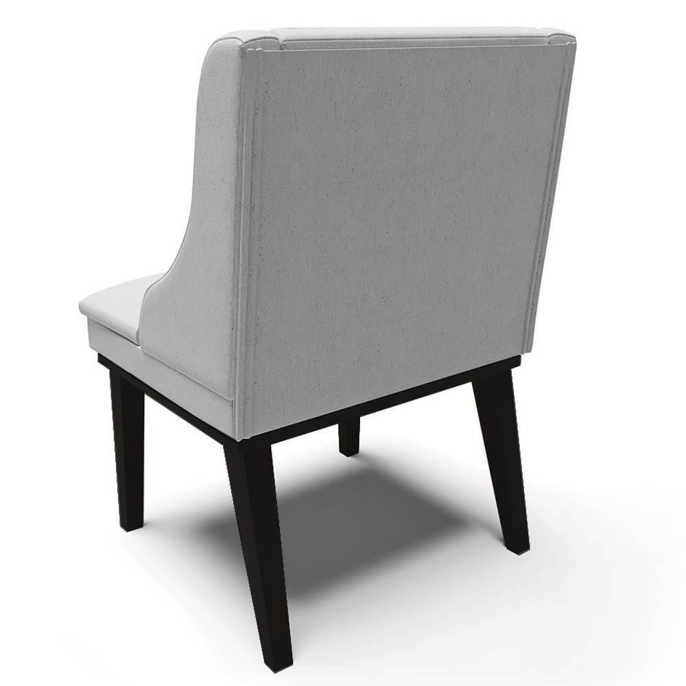 Kit 6 Cadeiras Estofadas Para Sala De Jantar Base Fixa De Madeira Preto Lia Linho Cinza - Ibiza - 7