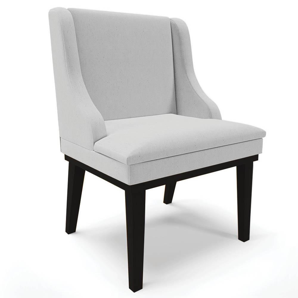 Kit 6 Cadeiras Estofadas Para Sala De Jantar Base Fixa De Madeira Preto Lia Linho Cinza - Ibiza - 9