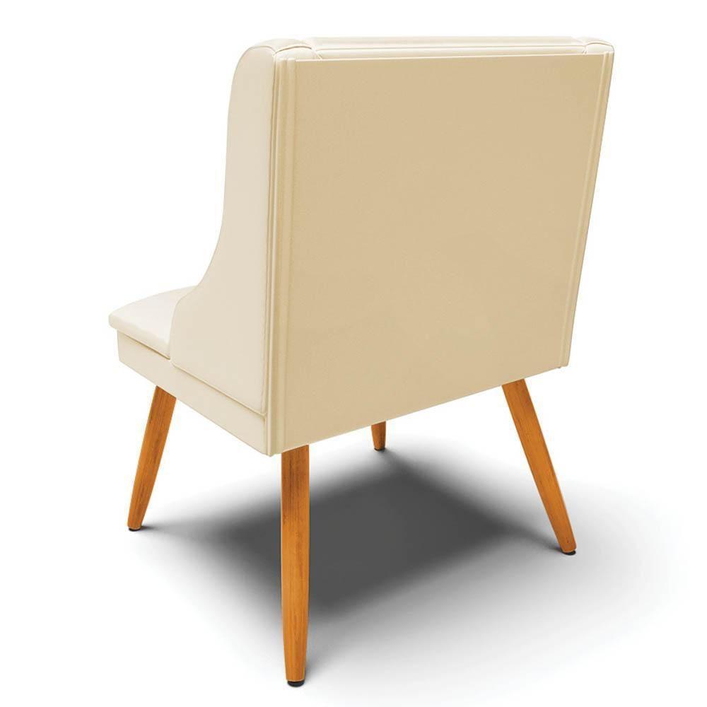 Kit 8 Cadeiras Estofadas Para Sala De Jantar Pés Palito Lia Sintético Bege - Ibiza - 7