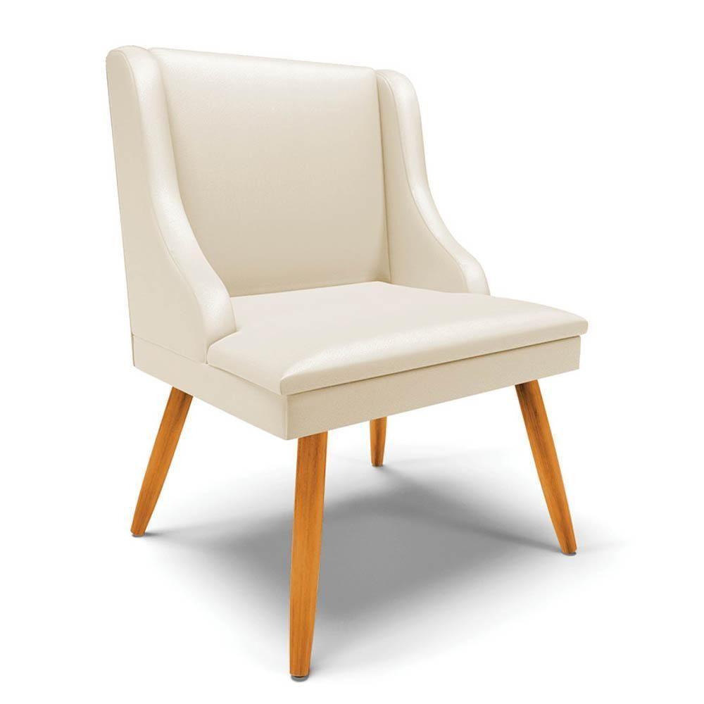 Kit 8 Cadeiras Estofadas Para Sala De Jantar Pés Palito Lia Sintético Bege - Ibiza - 9