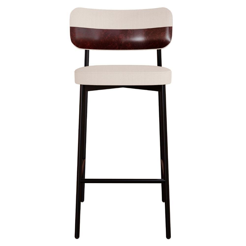 Banqueta Alta Bar Estofada Kit 3 Ella M25 Linho Palha-café - Mpozenato - 6