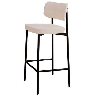 Banqueta Alta Bar Estofada Ella M25 Linho Palha - Mpozenato