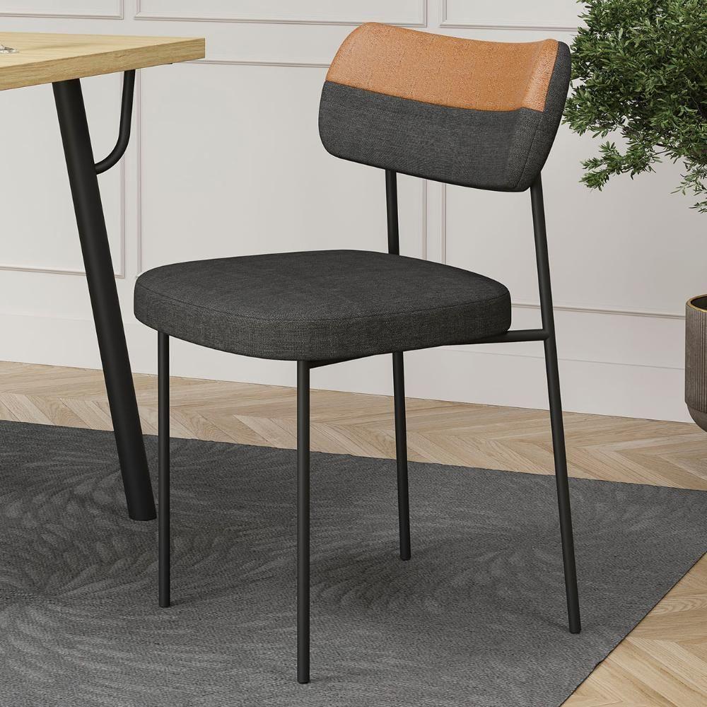 Kit 8 Cadeiras Estofadas Milli Sintético-linho A14 Caramelo-grafite - Mpozenato - 2