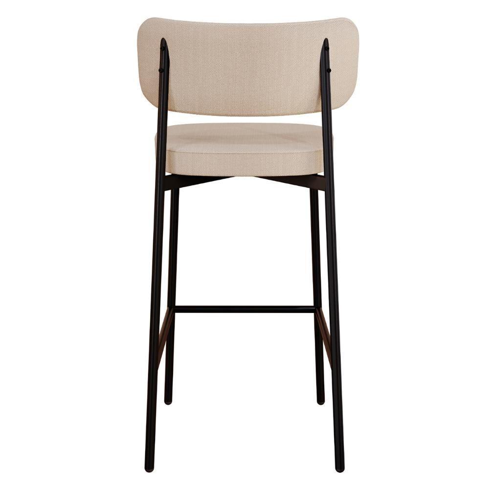 Banqueta Alta Bar Estofada Kit 2 Ella M25 Linho Areia-preto - Mpozenato - 7