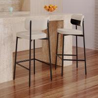 Banqueta Alta Bar Estofada Kit 2 Ella M25 Linho Areia-preto - Mpozenato - 2