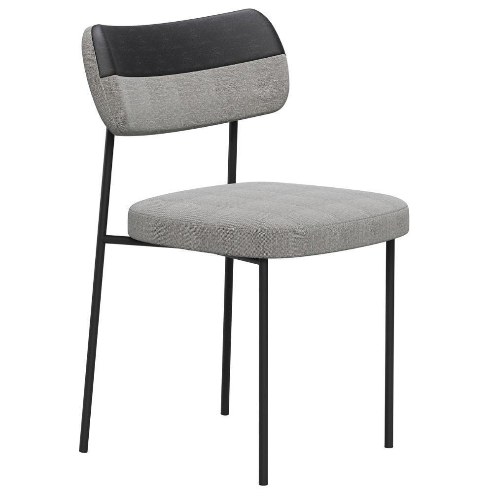 Kit 8 Cadeiras Estofadas Milli Sintético-linho A14 Preto-cinza - Mpozenato - 5