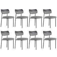 Kit 8 Cadeiras Estofadas Milli Sintético-linho A14 Preto-cinza - Mpozenato - 1
