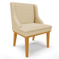 Kit 6 Cadeiras Estofadas Para Sala De Jantar Base Fixa De Madeira Castanho Lia Veludo Off White - Ibiza - 7