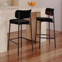 Banqueta Alta Bar Estofada Kit 2 Ella M25 Linho Preto-whisky - Mpozenato