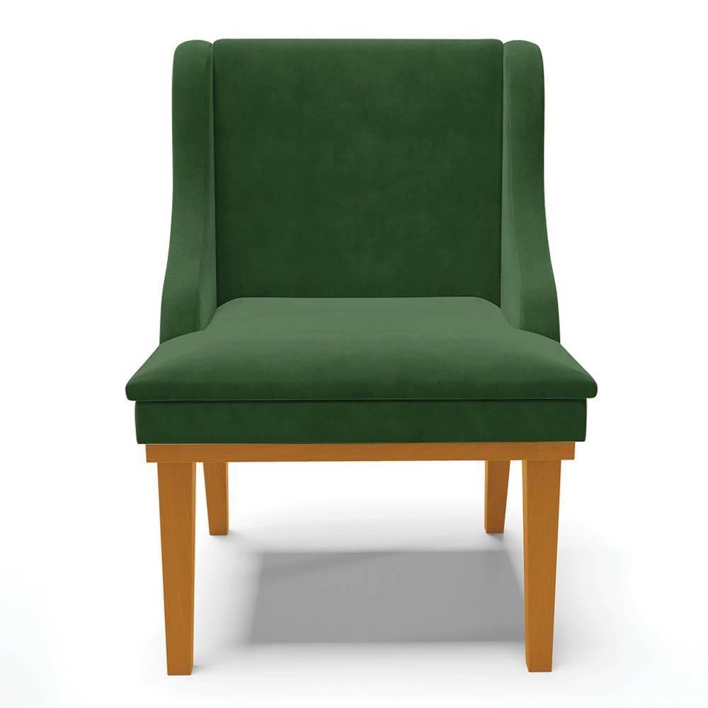 Kit 10 Cadeiras Estofadas Para Sala De Jantar Base Fixa De Madeira Castanho Lia Suede Verde - Ibiza - 8