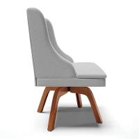 Kit 4 Cadeiras Estofadas Giratória Para Sala De Jantar Lia Linho Cinza - Ibiza - 6