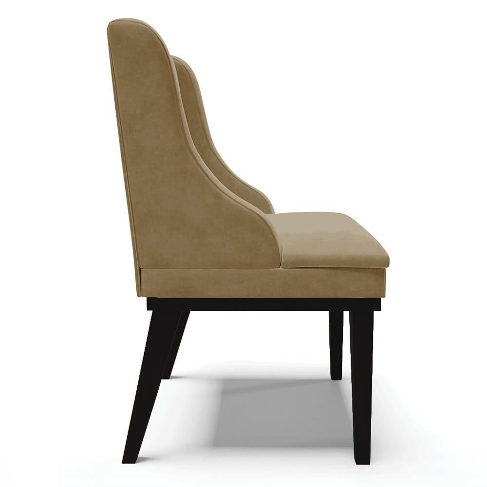 Kit 8 Cadeiras Estofadas Para Sala De Jantar Base Fixa De Madeira Preto Lia Suede Marrom Rt - Ibiza - 6