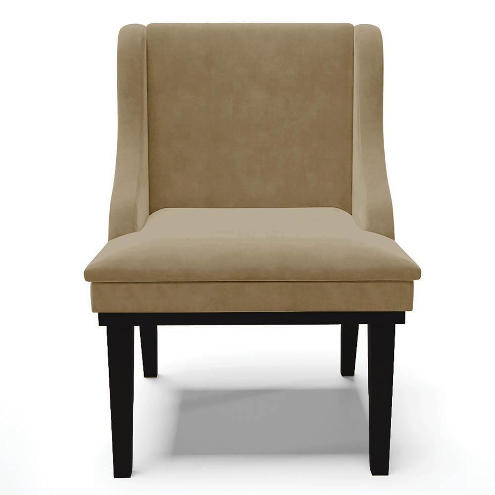 Kit 8 Cadeiras Estofadas Para Sala De Jantar Base Fixa De Madeira Preto Lia Suede Marrom Rt - Ibiza - 8