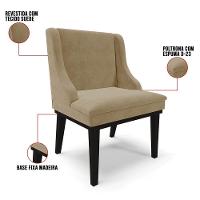 Kit 8 Cadeiras Estofadas Para Sala De Jantar Base Fixa De Madeira Preto Lia Suede Marrom Rt - Ibiza - 3